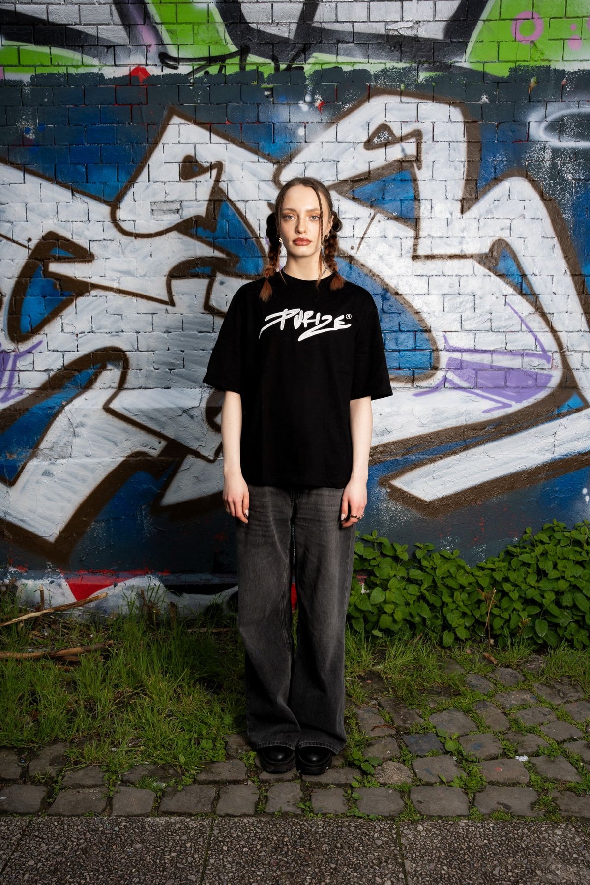 PURIZE® T-Shirt | Schwarz | bestickt